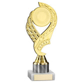 GOLD/WHITE 'OLYMPIC' HOLDER ASSEMBLED ON MARBLE (2" CEN/1" TUBE) - 8in